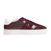 Bordeaux Skinn Sneakers Gummisåle Lisser