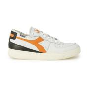 Sporty Skinn Sneakers Oransje Gummisåle