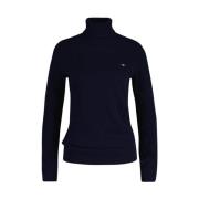 Blå Lambswool Rollneck Genser