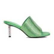 Grønne Satin Strass Mules