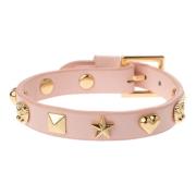 Skinn Skilt Stud Armbånd Blek Rosa