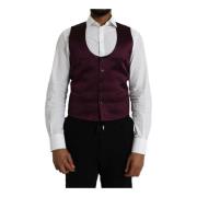 Maroon Silke Formell Vest Kjole