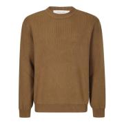 Bomull Strikket Crew Neck Genser