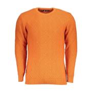 Oransje Diamond Mønster Crew Neck Sweater