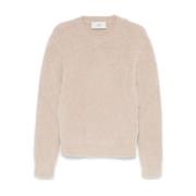 Beige Strikket Crew Neck Sweater