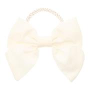 Satin BOW Hair TIE OFF White