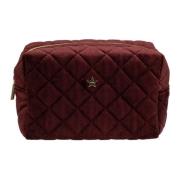 Velvet Square Quilted Make-Up Pouch Small Maroon