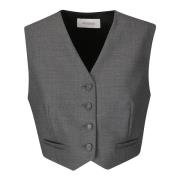 V-hals vest med frontknapping