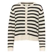 Stripete Ull Cardigan Svart Stripe