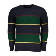 Blå Crew Neck Sweater Kontrastdetaljer