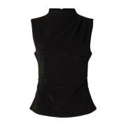 Glitrende High Neck Top - Svart