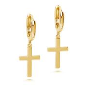 Mens Small Cross Earrings in Gold