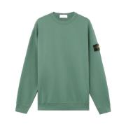 Ribbet Crewneck Børstet Bomullsfleece Genser