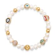 Mens Evil Eye Pearl Bracelet