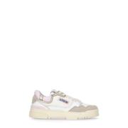 Ivory Skinn Sneakers med Rosa Detaljer