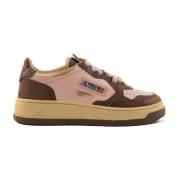 Brun/Rosa Skinn Sneakers med Distressed Look