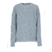 Lys Blå Lurex Sweater Crew Neck