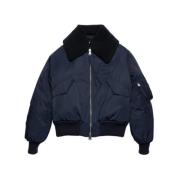 Shearling Krage Navy Bomber Jakke