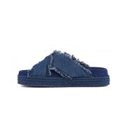 Kors-strikket denim sandal