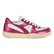 Metalliske Lave Top Skinn Sneakers