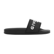 Sort Logo Flat Slide Sandaler