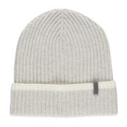 Ivory Cashmere Beanie Lue med Messingdetaljer