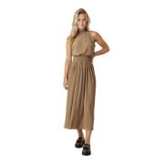 Plissert Halter Top Midi Kjole