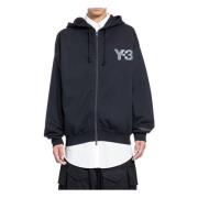 Svart Logo Zip Hoodie Oversized Passform