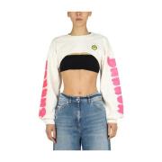 Cropped Sweatshirt med Side Logo