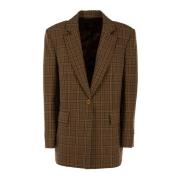 Dame Kamel/Beige Vinter Check Blazer