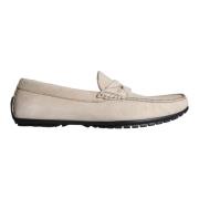 Beige Lær Slip Mokkasin Loafers Sko