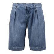 Plissert Denim Shorts