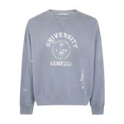 Vintage College Print Crew Neck Sweatshirt