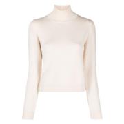 Hvit T Neck Pullover Genser