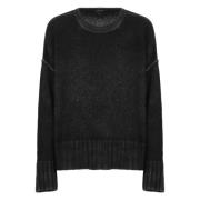 Sort Cashmere Ull Crewneck Genser Kvinne