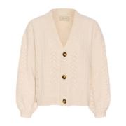 Strikket Cardigan med Puff-ermer