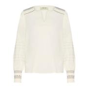 Eggnog Crpaulo Bluse med Broderte Detaljer