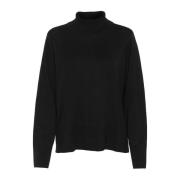 Svart Rollneck Pullover Strikkeplagg