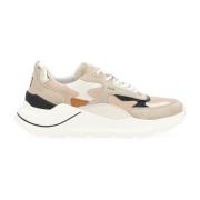 Beige skinn- og semsket sneaker