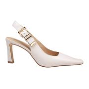 Krem skinn slingback pumps