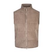 Khaki Semsket Polstret Gilet Kåpe