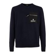 Herre Crew Neck Genser Blå Outlet