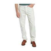 Canvas Straight-Leg Jeans Ecru Farge