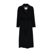 Midnight Blue Wool Blend Belted Coat