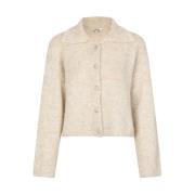 Beige Strikket Cardigan med Knappelukking