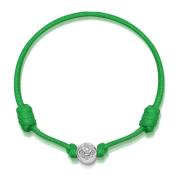 Green String Bracelet with Silver