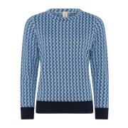 Mini Check O-Neck Pullover Bluse Marine