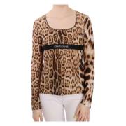 Brun Leopard Langermet Topp