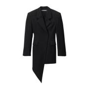 Svart Asymmetrisk Blazer Kort Kjole