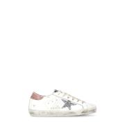 Hvite Skinn Glitter Stjerne Sneakers